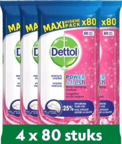 Dettol - Schoonmaakdoekjes - Power & Fresh - Kersenbloesem - 4 X 80 Stuks - Voordeelverpakking -HG Winkel 1016x1200 1