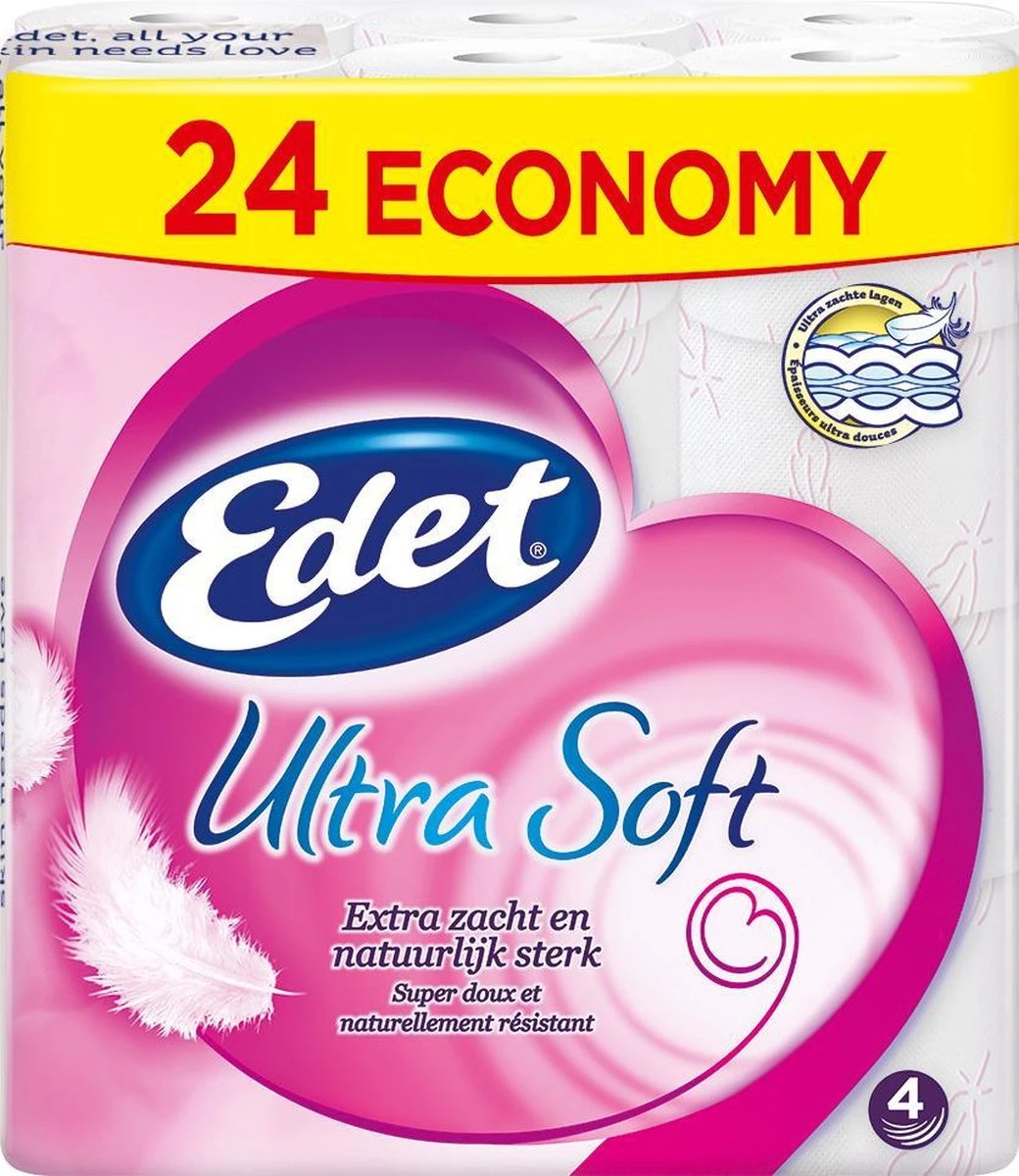 Edet Ultra Soft 4-laags Wc Papier- 24 Rollen 1 Edet Ultra Soft 4-laags Wc Papier- 24 Rollen