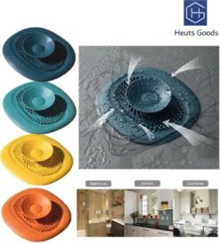 Heuts Goods - Gootsteenzeef - Gootsteenstop - Afvoerzeef - Afvoerstop - Spoelbal - Bad - Douchebak - Keuken - Wasbak - Badkuip - Siliconen - Donkerblauw