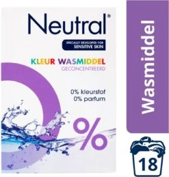 Neutral 0% Kleur Parfumvrij Waspoeder - 18 Wasbeurten - 1,188 Kg - Wasmiddel