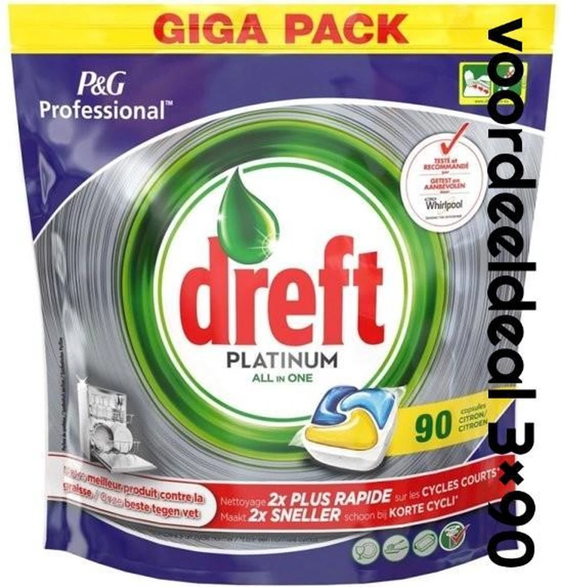 Dreft Platinum - All In One Lemon Voordeeldeal 270 Vaatwastabletten / Jaardoos / Megadeal / Voordeeldoos 3 Dreft Platinum - All In One Lemon Voordeeldeal 270 Vaatwastabletten / Jaardoos / Megadeal / Voordeeldoos - Afbeelding 3