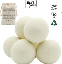 Jean's Goods Drogerballen - Droogballen - Wasdrogerballen - Wasdroger Ballen - Wasbol - Wasbollen - Wasballen - Energiebesparende Producten - Energiebesparend - Duurzaam Cadeau - RWS Wol - Zero Waste - Wasverzachter - Beige - 6 Stuks -HG Winkel 1167x1200