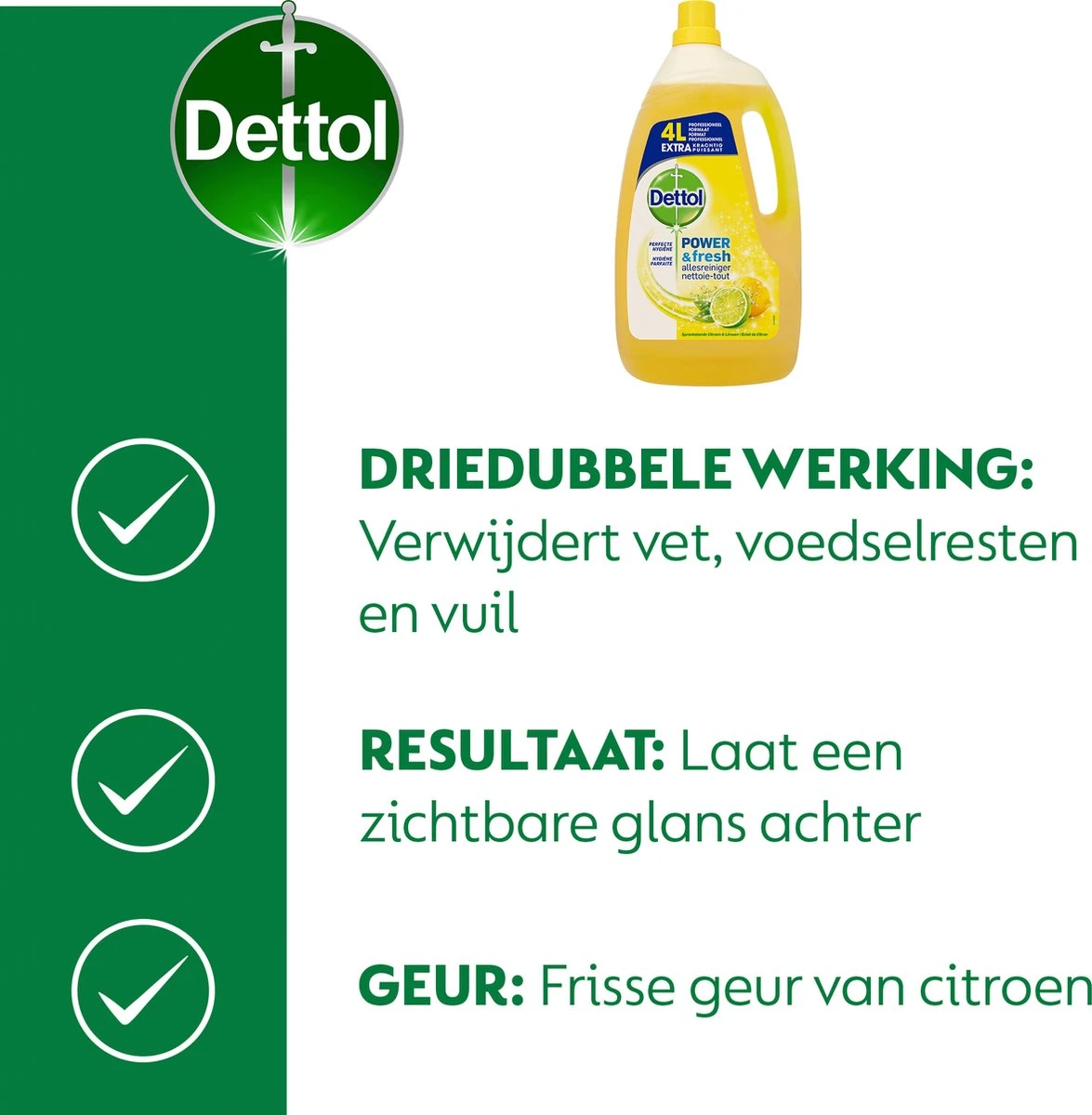 Dettol - Power & Fresh - Allesreiniger - Citrus - 3 X 4 Liter 4 Dettol - Power & Fresh - Allesreiniger - Citrus - 3 X 4 Liter - Afbeelding 4