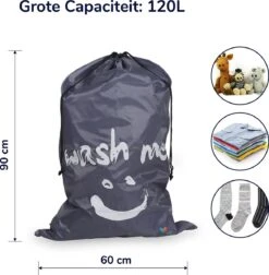 Wonair - Grote Waszak - Wash Me - Wastas - 60x90cm - Grijs - Met Trekkoord -HG Winkel 1178x1200