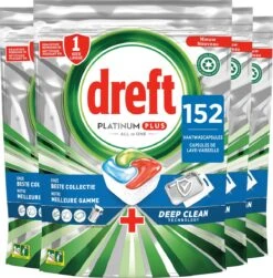 Dreft Platinum Plus All In One Vaatwastabletten - Deep Clean - Voordeelverpakking 4 X 38 Stuks