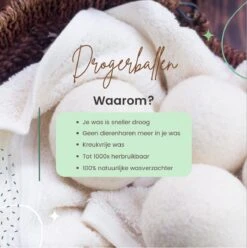 Geniet Van Gemak® | Herbruikbare Wollen Drogerballen | Wasbollen | Schaapswol | Duurzame En Energiebesparende Wasballen | 6 XL Drogerballen -HG Winkel 1195x1200