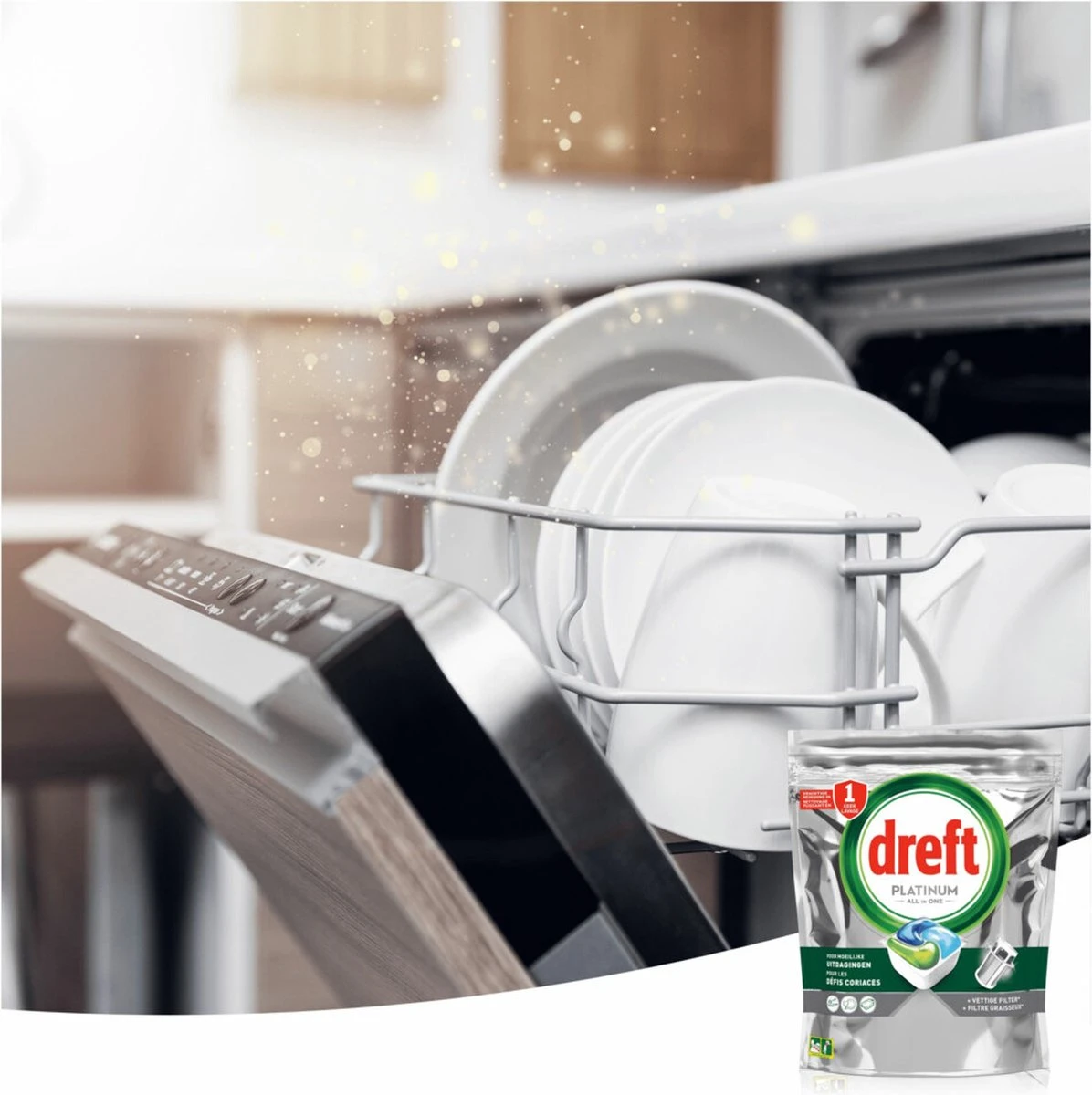 Dreft Platinum All In One - Vaatwascapsules - Original - Voordeelverpakking 5 X 20 Capsules 5 Dreft Platinum All In One - Vaatwascapsules - Original - Voordeelverpakking 5 X 20 Capsules - Afbeelding 5