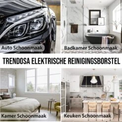 Trendosa Elektrische Schoonmaakborstel - Elektrische Schrobborstel - Poetsmachine - Handborstel - Scrubber- De Badkamer/Keuken/Auto- 10 Opzetstukken Geel -HG Winkel 1196x1200 7