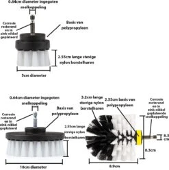 Kibani 9 Delige Borstelset Voor Boormachine - Wit, Rood, Geel - Voor Wielen, Tapijt, Bekleding, Beton En Steen | Schrobborstel – Boorborstel – Schuurborstel - Borstel Boormachine – Schoonmaakborstel – Reinigingsborstel – Tapijtreiniger - Borstelset -HG Winkel 1197x1200 11