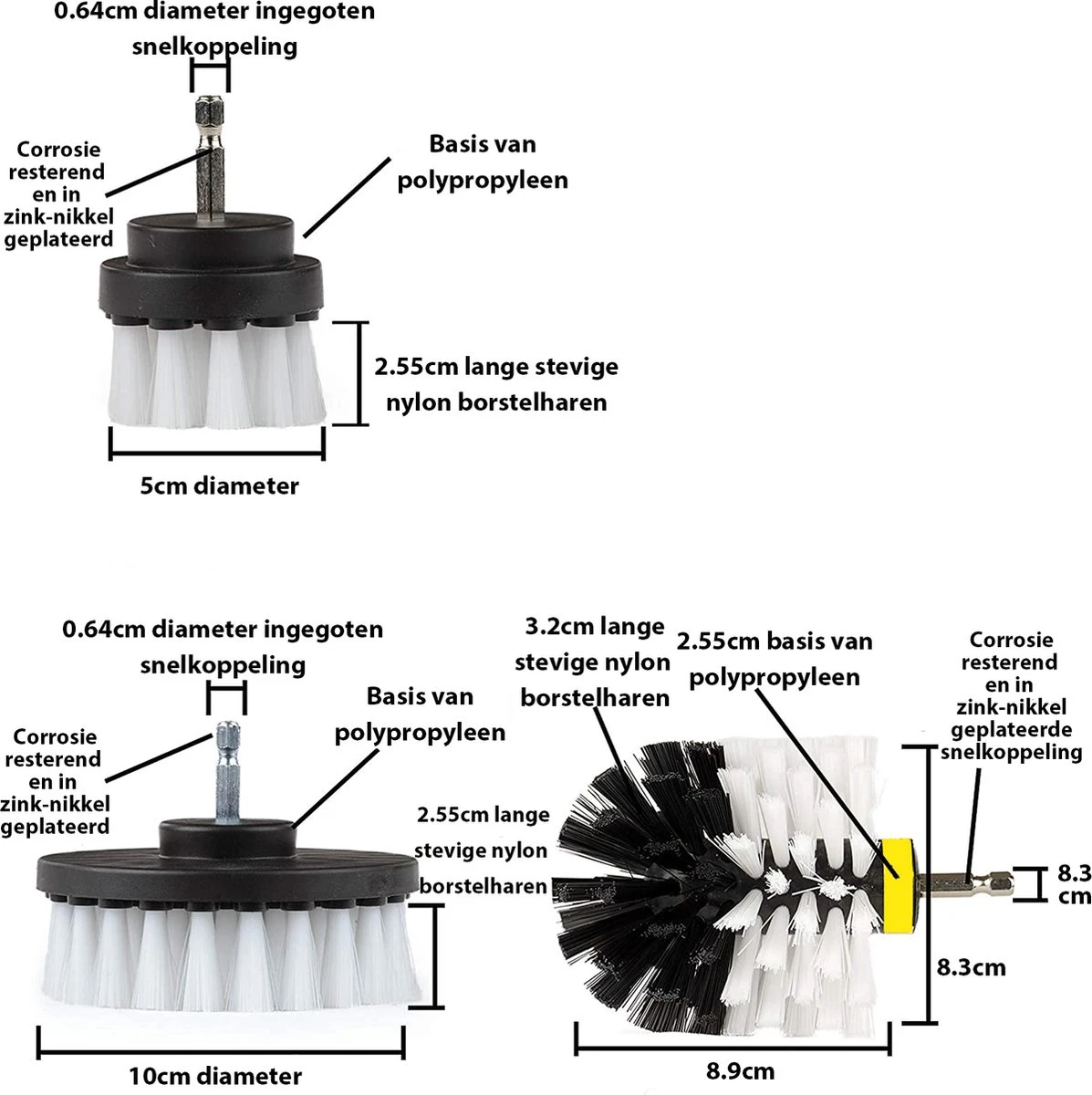 Kibani 3 Delige Borstelset Voor Boormachine - Wit - Voor Wielen, Tapijt En Bekleding - Schrobborstel – Boorborstel – Schuurborstel - Borstel Boormachine – Schoonmaakborstel – Reinigingsborstel – Tapijtreiniger - Borstelset 6 Kibani 3 Delige Borstelset Voor Boormachine - Wit - Voor Wielen, Tapijt En Bekleding - Schrobborstel – Boorborstel – Schuurborstel - Borstel Boormachine – Schoonmaakborstel – Reinigingsborstel – Tapijtreiniger - Borstelset - Afbeelding 6