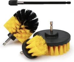Merkloos 4-delige Borstelset Voor Boormachine - Inclusief Verlengstuk - Opzetborstels - Schrobborstel - Schuurborstel - Schoonmaakborstel - Tapijtreiniger - Brush - Geel - Gratis Verzending -HG Winkel 1200x1016 2