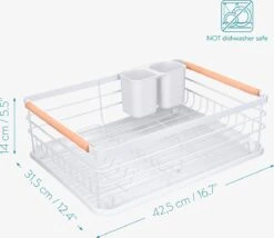 Navaris Afdruiprek Met Uitneembare Bestekhouder - Afwasrek Met Losse Lekbak - Vaatwasrek Met Plateau - Voor Bestek, Borden, Schalen En Pannen -HG Winkel 1200x1040