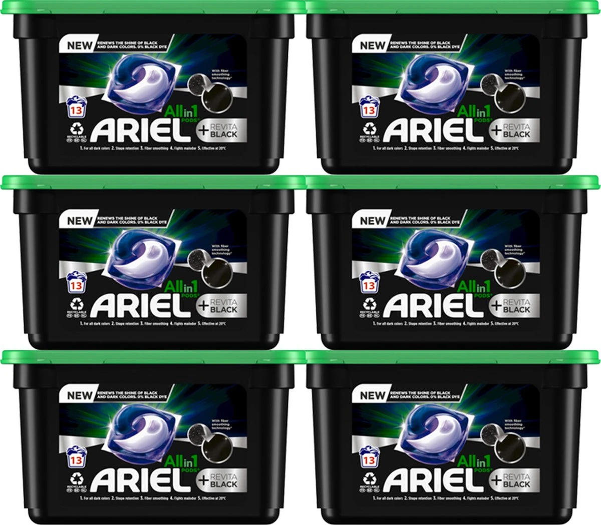 6x Ariel All-in-1 Pods+ Wasmiddelcapsules Revita Black 13 Stuks 4 6x Ariel All-in-1 Pods+ Wasmiddelcapsules Revita Black 13 Stuks - Afbeelding 4