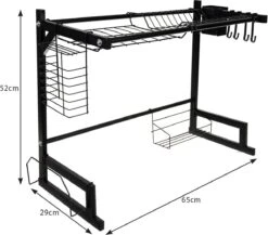 Afdruiprek Droger Zwart Voor Bestek Boven De Gootsteen 65 Cm X 29 Cm X 52 Cm -HG Winkel 1200x1052