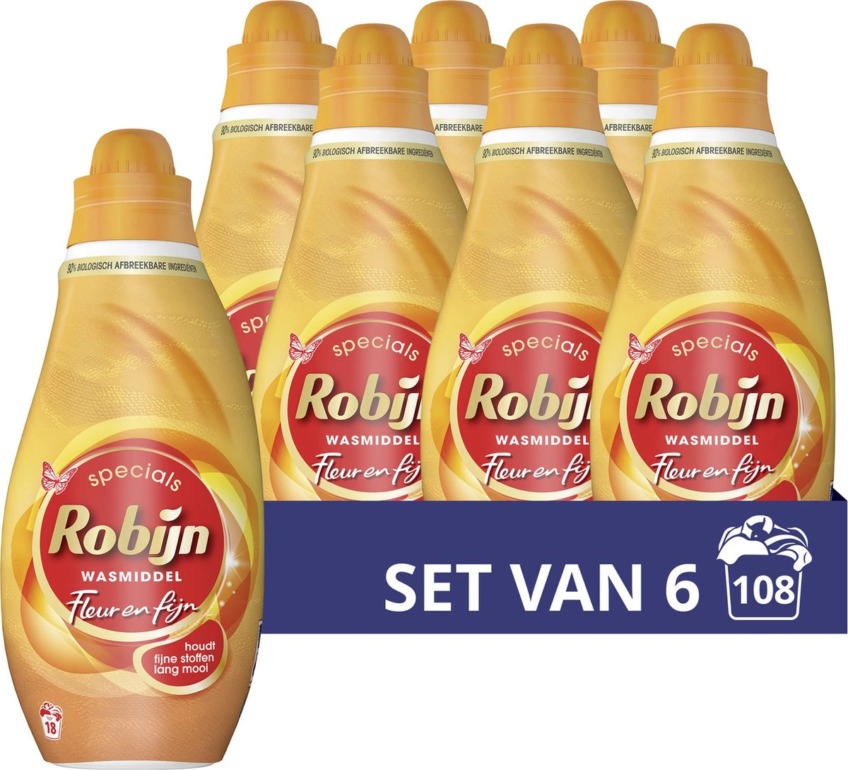 Robijn Specials Fleur & Fijn Vloeibaar Wasmiddel - 6 X 18 Wasbeurten - Voordeelverpakking 1 Robijn Specials Fleur & Fijn Vloeibaar Wasmiddel - 6 X 18 Wasbeurten - Voordeelverpakking