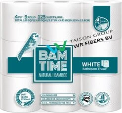 BAMTIME BamboeTissuepapier 4-laags Wc Papier - Wit Color Gebleekt 27 (3*9) Rollen -HG Winkel 1200x1115 1