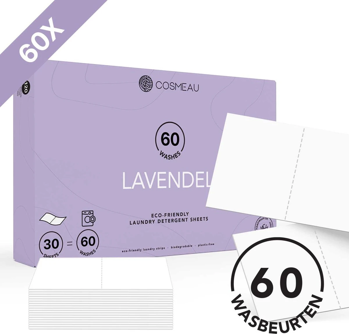 Cosmeau Wasstrips 60 Wasbeurten Lavendel Wasmiddel Wasvellen Wasdoekjes Detergent Sheets Eco Laundry Strips - Biologisch Cosmo Cosmea Kosmo 1 Cosmeau Wasstrips 60 Wasbeurten Lavendel Wasmiddel Wasvellen Wasdoekjes Detergent Sheets Eco Laundry Strips - Biologisch Cosmo Cosmea Kosmo