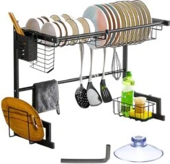 Afdruiprek Droger Zwart Voor Bestek Boven De Gootsteen 65 Cm X 29 Cm X 52 Cm -HG Winkel 1200x1154 3