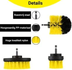 Merkloos 4-delige Borstelset Voor Boormachine - Inclusief Verlengstuk - Opzetborstels - Schrobborstel - Schuurborstel - Schoonmaakborstel - Tapijtreiniger - Brush - Geel - Gratis Verzending -HG Winkel 1200x1156 5