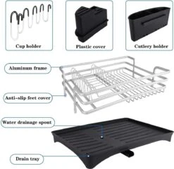 Doogo® Afdruiprek Met Bestekkorf En Lekbak Voor Keukenborden En Bestek Afdruiprek Met Draaibare Uitloop -HG Winkel 1200x1169 10