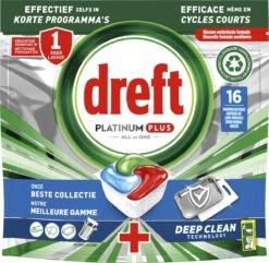 Dreft Platinum Plus All In One Deep Clean - Vaatwastabletten - Voordeelverpakking 5 X 16 Stuks -HG Winkel 1200x1169 16