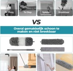 Novabeau® - Telescopische Plumeau – Plumeau Met Telescoopsteel – Ragebol – Uitschuifbaar – Grijs – 3-delige Set -HG Winkel 1200x1169 18