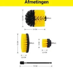 Merkloos 4-delige Borstelset Voor Boormachine - Inclusief Verlengstuk - Opzetborstels - Schrobborstel - Schuurborstel - Schoonmaakborstel - Tapijtreiniger - Brush - Geel - Gratis Verzending -HG Winkel 1200x1170 6
