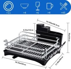 Doogo® Afdruiprek Met Bestekkorf En Lekbak Voor Keukenborden En Bestek Afdruiprek Met Draaibare Uitloop -HG Winkel 1200x1173 7