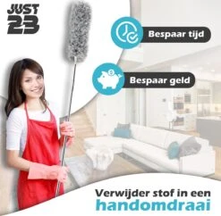 JUST23 Plumeau Uitschuifbaar Met Telescoopsteel – 60 Tot 140 Cm – Ragebol – Stoffer – Duster – Grijs – Incl. Microfiber Doek -HG Winkel 1200x1178 9