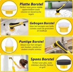 Trendosa Elektrische Schoonmaakborstel - Elektrische Schrobborstel - Poetsmachine - Handborstel - Scrubber- De Badkamer/Keuken/Auto- 10 Opzetstukken Geel -HG Winkel 1200x1195 11