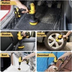 Merkloos 4-delige Borstelset Voor Boormachine - Inclusief Verlengstuk - Opzetborstels - Schrobborstel - Schuurborstel - Schoonmaakborstel - Tapijtreiniger - Brush - Geel - Gratis Verzending -HG Winkel 1200x1195 9
