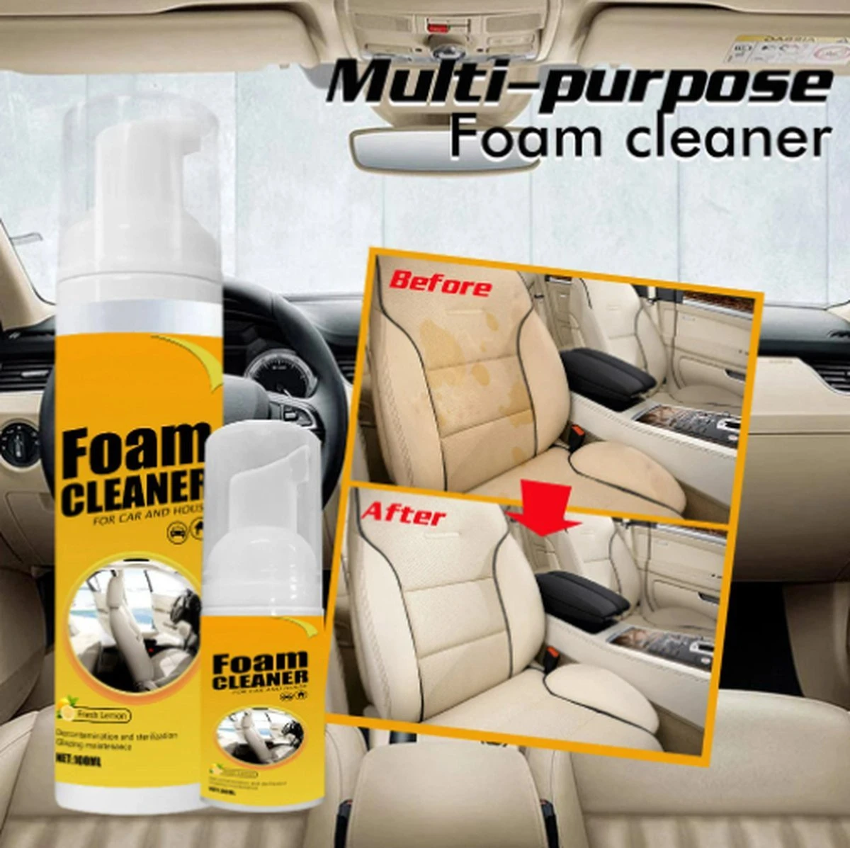 TLVX Bekleding Reiniger / Schuim Reiniger / Vlekken Reinigen / Interieur Reiniger / Foam Cleaner / 150ml / Auto Schoonmaak / Citroen Geur / Auto Interieur Reiniger / Vlekken Verwijderen Bankstel / Auto Stoel Schoonmaken / Effectief! 1 TLVX Bekleding Reiniger / Schuim Reiniger / Vlekken Reinigen / Interieur Reiniger / Foam Cleaner / 150ml / Auto Schoonmaak / Citroen Geur / Auto Interieur Reiniger / Vlekken Verwijderen Bankstel / Auto Stoel Schoonmaken / Effectief!