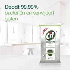 Cif Disinfect & Shine Wipes Doden 99,99% Van De Bacteriën Original Desinfecterende Schoonmaakdoekjes, Van 100% Biologisch Afbreekbaar Textiel 5 X 75 Doekjes -HG Winkel 1200x1198 101