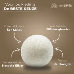 Merkloos Droger Ballen XL 8 Stuks – Zero Waste Dryer Balls - Duurzaam – Wasverzachter – Herbruikbare Drogerballen – Droogt De Was Sneller – Tiny Panda -HG Winkel 1200x1199 37