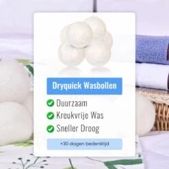 DRYQUICK Drogerballen- Wasbollen- Duurzaam Schapenwol - Herbruikbaar- 6 XL Wasballen Wit -HG Winkel 1200x1200 1178