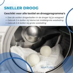 ANATURES Wollen XL Drogerballen 6 Stuks In Opbergmand – Herbruikbare Droogballen Wasdroger – Nieuw Zeelands RWS Schaapswol - Wasdrogerballen Duurzaam – Natuurlijke Wasverzachter -HG Winkel 1200x1200 1216