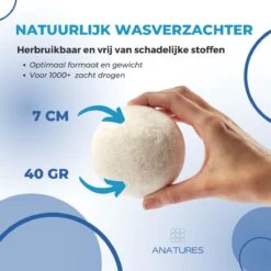 ANATURES Wollen XL Drogerballen 6 Stuks In Opbergmand – Herbruikbare Droogballen Wasdroger – Nieuw Zeelands RWS Schaapswol - Wasdrogerballen Duurzaam – Natuurlijke Wasverzachter -HG Winkel 1200x1200 1218
