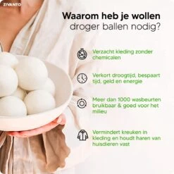 Drogerballen - Droogballen Voor Wasdrogers - Wasdrogerballen, Wasbollen & Wasballen - 100% Diervriendelijk, Duurzaam & Herbruikbaar - Duurzaam Cadeau - Energie Besparen - RWS Wol & Zero Waste - 6 Stuks Van Zivanto -HG Winkel 1200x1200 1281