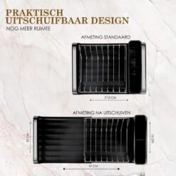 MIRI Afdruiprek – Afwasrek – Uitschuifbaar – Met Lekbak In Gootsteen – Afwas – Roestvrij Staal – Zwart 10 MIRI Afdruiprek – Afwasrek – Uitschuifbaar – Met Lekbak In Gootsteen – Afwas – Roestvrij Staal – Zwart -HG Winkel 1200x1200 1485