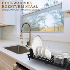 MIRI Afdruiprek – Afwasrek – Uitschuifbaar – Met Lekbak In Gootsteen – Afwas – Roestvrij Staal – Zwart 12 MIRI Afdruiprek – Afwasrek – Uitschuifbaar – Met Lekbak In Gootsteen – Afwas – Roestvrij Staal – Zwart -HG Winkel 1200x1200 1486