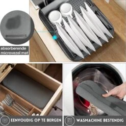 Afdruiprek Met Lekbak - Inclusief Afdruipmat - Opvouwbaar - Afwasrek Met Uitneembare Bestekhouder - Voor Bestek, Borden, Pannen En Schalen -HG Winkel 1200x1200 1490