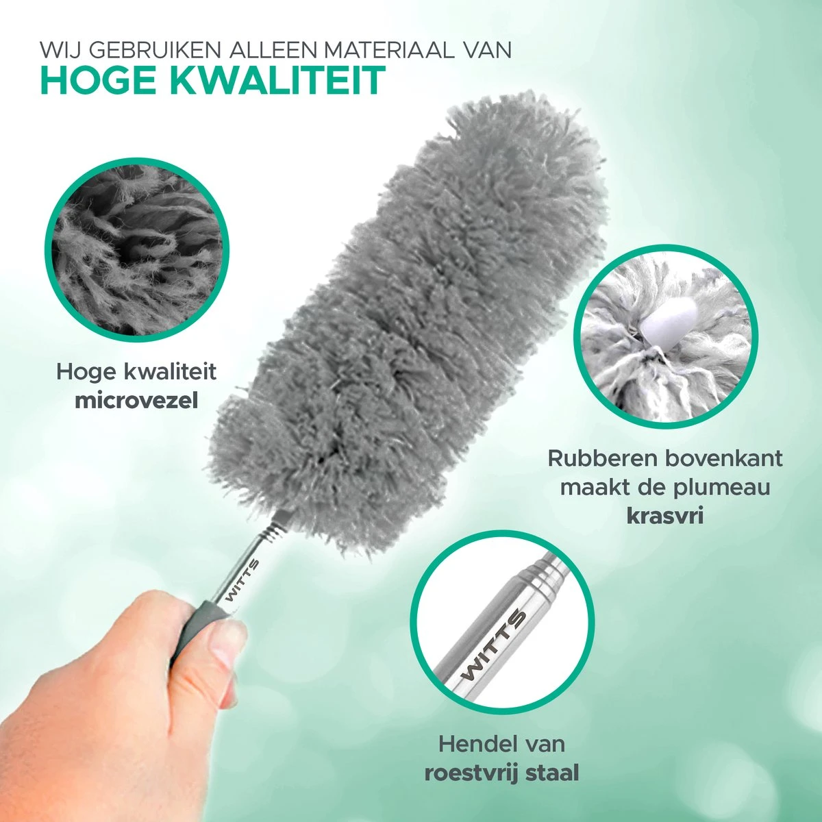 WITTS Telescopische Plumeau - Ragebol – Uitschuifbaar - Grijs 4 WITTS Telescopische Plumeau - Ragebol – Uitschuifbaar - Grijs - Afbeelding 4