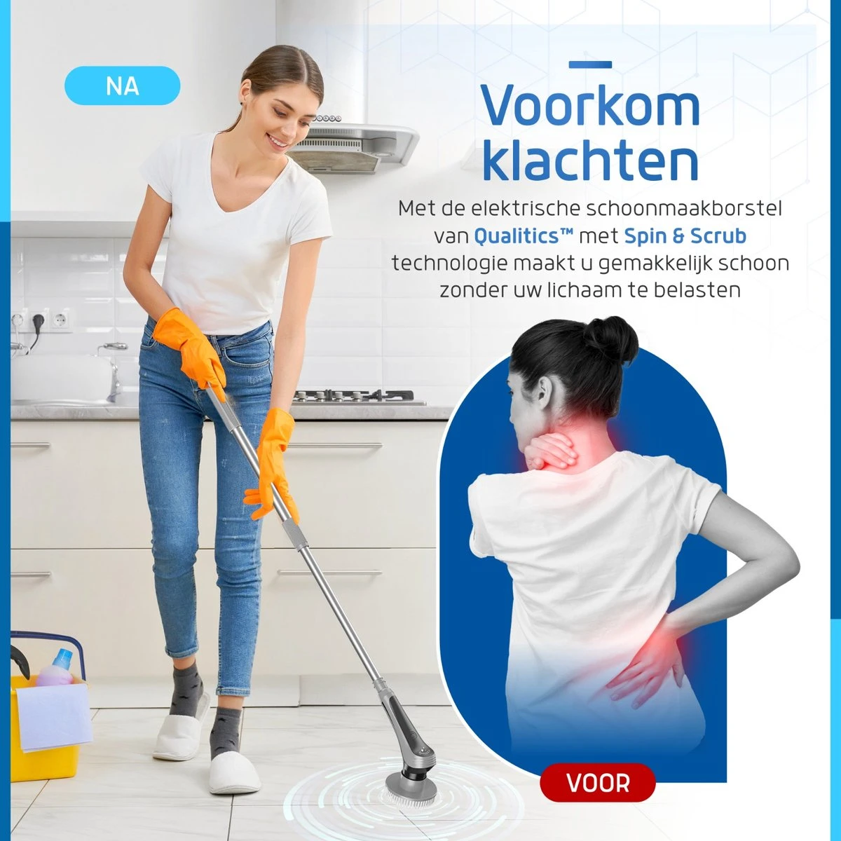 Qualitics Elektrische Schoonmaakborstel - Roterende Polijstmachine - Schrobborstel - Poetsmachine - Vloerreiniger Met 10 Opzetstukken 3 Qualitics Elektrische Schoonmaakborstel - Roterende Polijstmachine - Schrobborstel - Poetsmachine - Vloerreiniger Met 10 Opzetstukken - Afbeelding 3