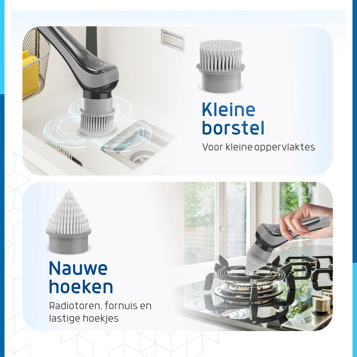 Qualitics Elektrische Schoonmaakborstel - Roterende Polijstmachine - Schrobborstel - Poetsmachine - Vloerreiniger Met 10 Opzetstukken 5 Qualitics Elektrische Schoonmaakborstel - Roterende Polijstmachine - Schrobborstel - Poetsmachine - Vloerreiniger Met 10 Opzetstukken - Afbeelding 5