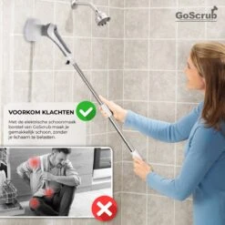 GoScrub® Elektrische Schoonmaakborstel – Elektrische Schrobber - Schrobborstel – Voor Badkamer Of Keuken – Schrobber Met Steel – Luiwagen – Polijstmachine - Poetsmachine Met 10 Opzetstukken -HG Winkel 1200x1200 1943