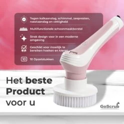 GoScrub® Elektrische Schoonmaakborstel – Elektrische Schrobber - Schrobborstel – Voor Badkamer Of Keuken – Schrobber Met Steel – Luiwagen – Polijstmachine - Roze -HG Winkel 1200x1200 1949