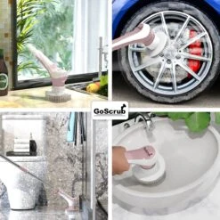 GoScrub® Elektrische Schoonmaakborstel – Elektrische Schrobber - Schrobborstel – Voor Badkamer Of Keuken – Schrobber Met Steel – Luiwagen – Polijstmachine - Roze -HG Winkel 1200x1200 1951