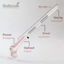 GoScrub® Elektrische Schoonmaakborstel – Elektrische Schrobber - Schrobborstel – Voor Badkamer Of Keuken – Schrobber Met Steel – Luiwagen – Polijstmachine - Roze -HG Winkel 1200x1200 1952