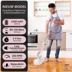 Trendosa Elektrische Schoonmaakborstel - Elektrische Schrobborstel - Poetsmachine - Handborstel - Scrubber- De Badkamer/Keuken/Auto- Roze -HG Winkel 1200x1200 1977