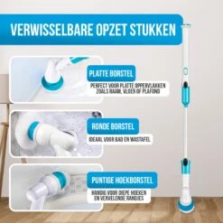 Strex Elektrische Schoonmaakborstel - Draadloze Schrobborstel - Schrobber - 3 Opzetstukken - Telescoopsteel - Poetsmachine Met Krachtige Accu -HG Winkel 1200x1200 2122